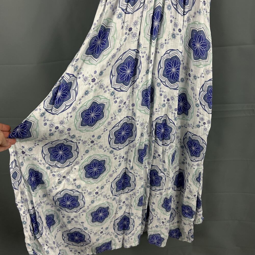 Temptation Positano Dress XS Ieranto Linen Maxi Blue Floral Boho Sundress Italy - Picture 7 of 13